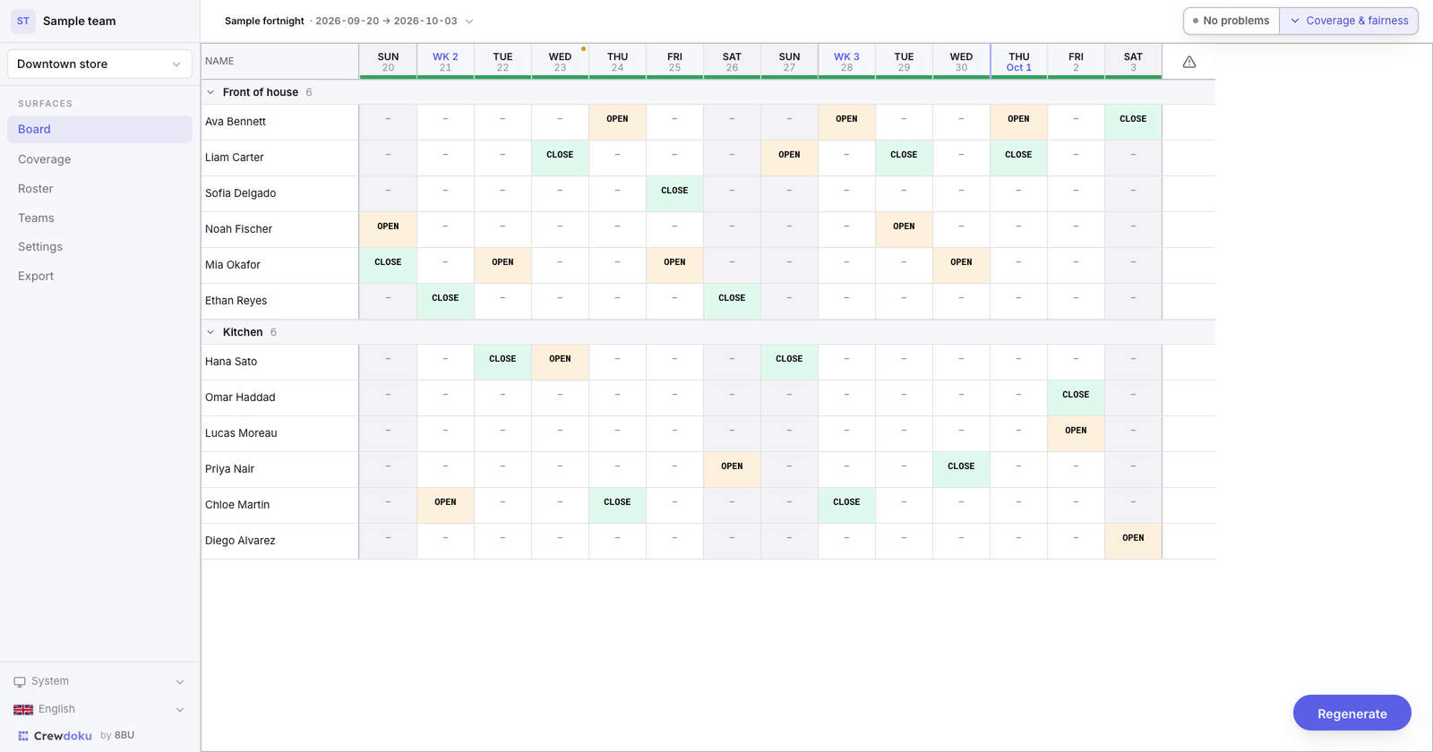 fig. 1 Crewdoku, an offline shift scheduler that solves with a real MILP in the browser.