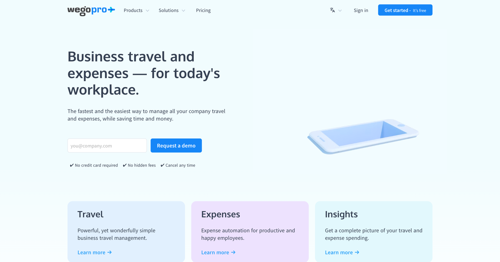 fig. 3 WegoPro, the B2B travel and expense platform, four years of it.